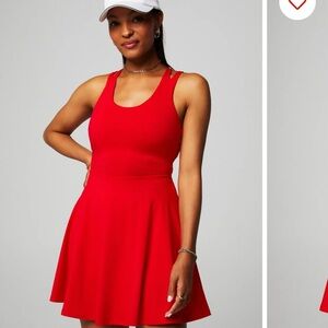 NWOT FABLETICS CHERRY RED BOOST PERFORMANCE DRESS W SKORT BUILT IN PCKTS/BRA**